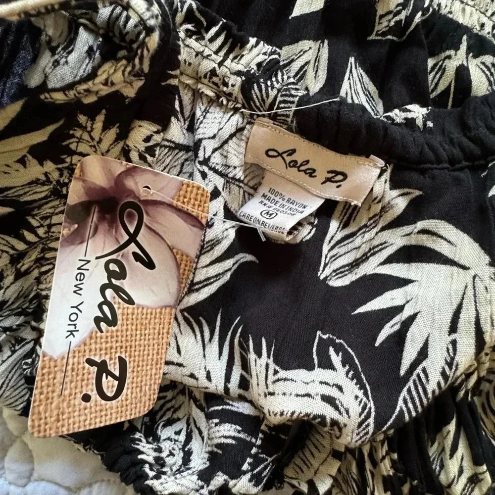 NWT Lola P Black Tan Sleeveless Stress Tropical Zoo Animal Print Dress Size M - Picture 8 of 16